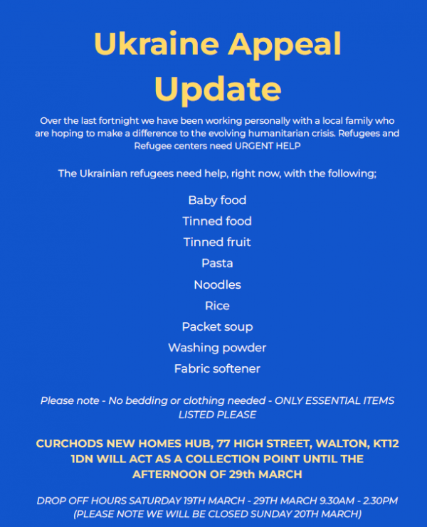 Curchods Ukraine Appeal Walton & Hersham Football Club